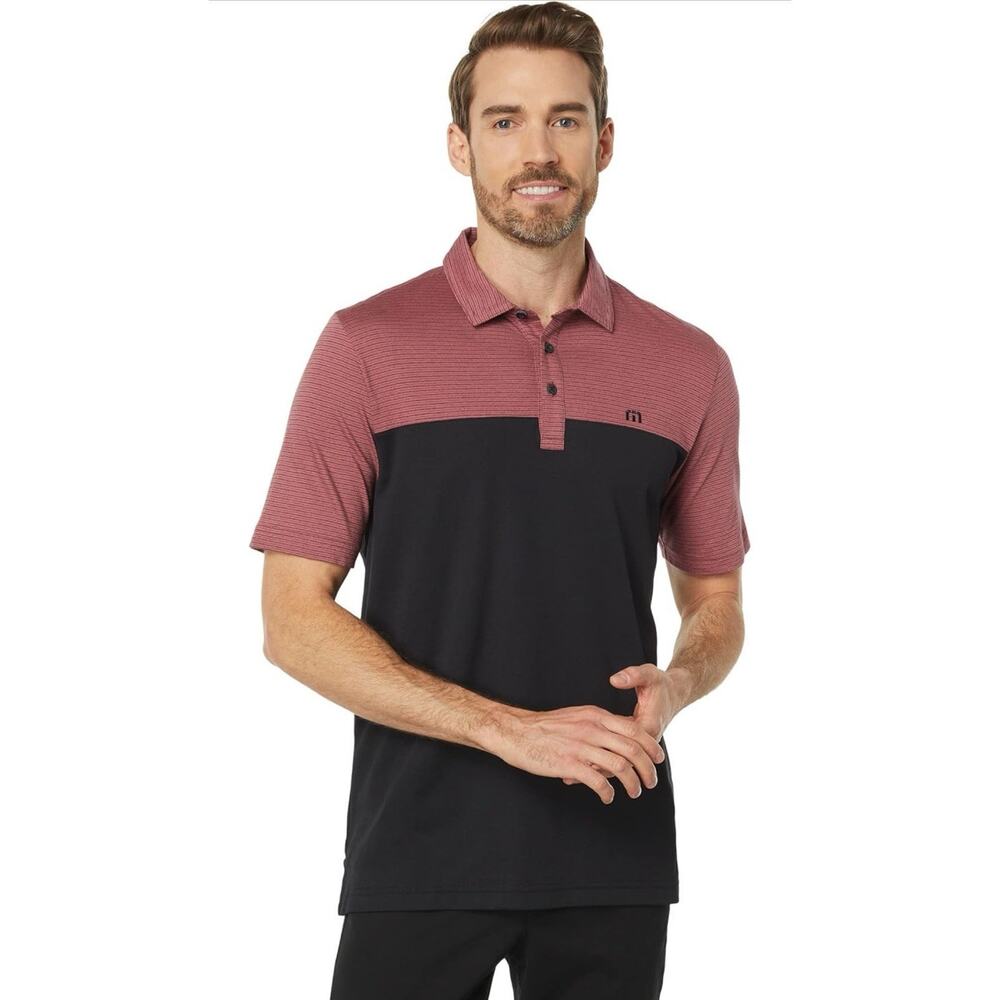 NWT Travis Mathew Red Riverbank Golf Polo Shirt Mens Medium